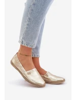 Elegantní Damské Kožené Espadrilky Zazoo 10177 Zlaté Elegantní Damské Kožené Espadrilky Zazoo 10177 Zlaté