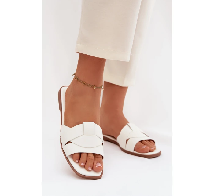 Dámské ploché pantofle s bílými pásky model 21943255 - Boto