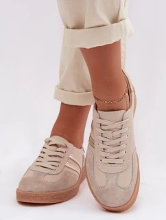 Kožené Dámské Tenisky LR61-7059 Béžové