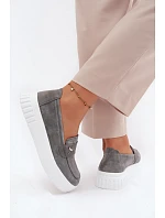 Kožené Semišové Polobotky Dámské Na Platformě Vkládací Vinceza 93218 Tmavě Šedé