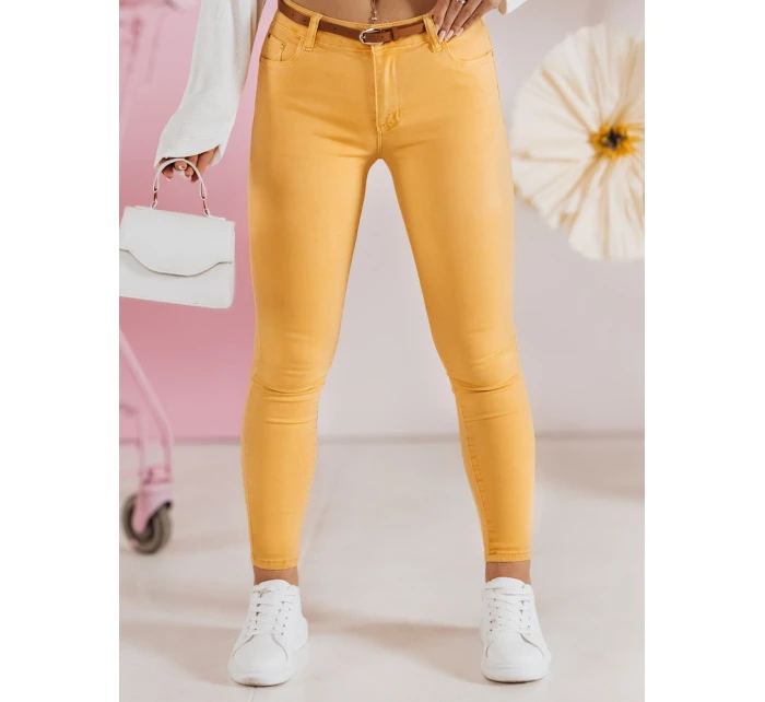 CLARET dámské džínové kalhoty s páskem žluté FashionStreet UY2454