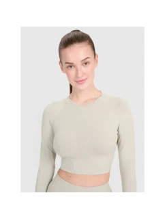 Dámské tričko 4F 4FRSS25TFLOF486-83S s crop-topem a dlouhým rukávem s výřezem na zádech
