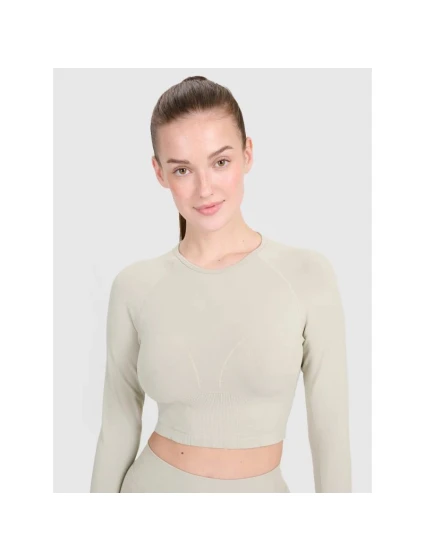 Dámské tričko 4F 4FRSS25TFLOF486-83S s crop-topem a dlouhým rukávem s výřezem na zádech