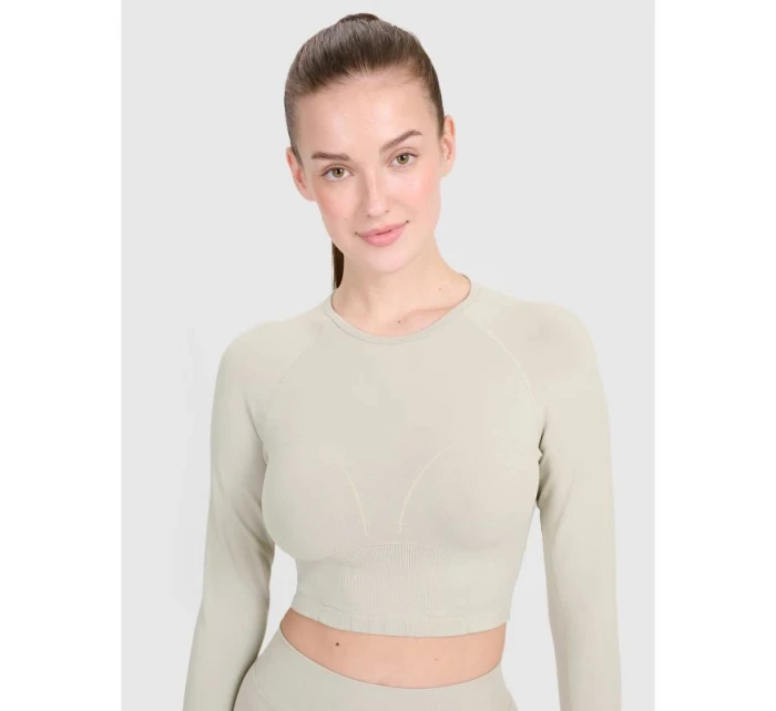 Dámské tričko 4F 4FRSS25TFLOF486-83S s crop-topem a dlouhým rukávem s výřezem na zádech