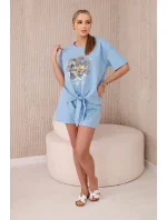Sada s potiskem new punto halenkové + šortky modrý Sada s potiskem new punto halenkové + šortky modrý