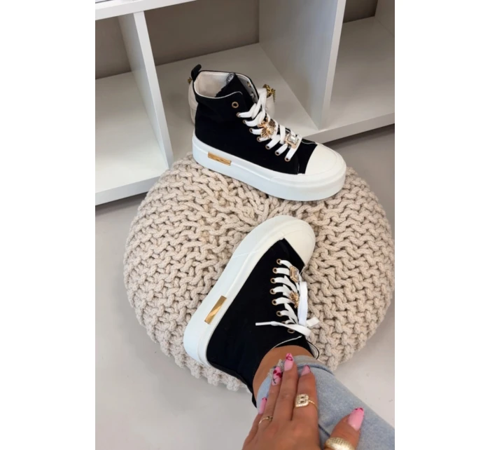 Dámské tenisky na platformě s přezkami černé model 21919391 - Boto