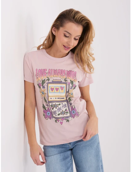 T shirt model 21791067 jasny różowy - FPrice T shirt model 21791067 jasny różowy - FPrice