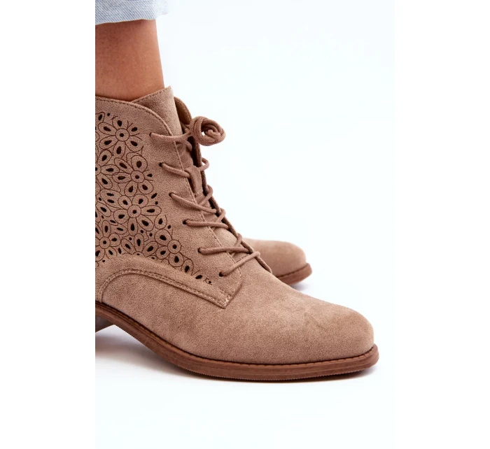 S.Barski Dámské kotníkové boty se vzorem, béžová S.Barski Dámské kotníkové boty se vzorem, béžová