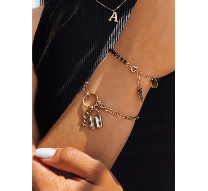 Náramek LOCK KEY ve zlaté barvě FashionStreet LY0099