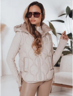 Dámská prošívaná vesta s kapucí MISSVEST béžová FashionStreet TY5020