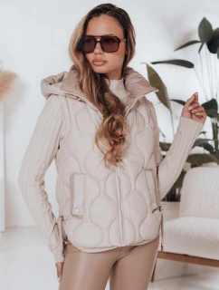 Dámská prošívaná vesta s kapucí MISSVEST béžová FashionStreet TY5020