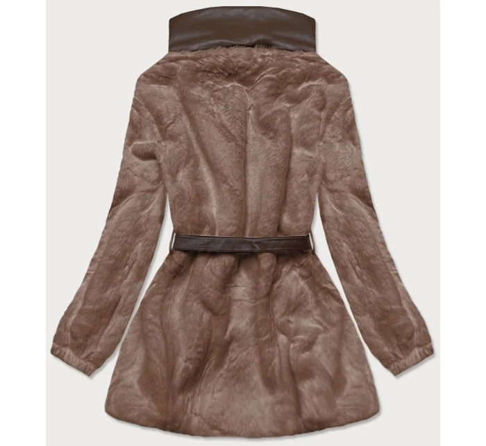 Hnědá kožešinová bunda se stojáčkem (GSQ2228)