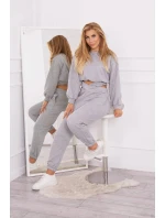 Zateplená souprava s krátkou mikinou šedá