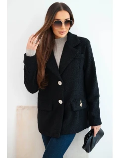 Dámská bunda z měkkého beránka s límcem černá