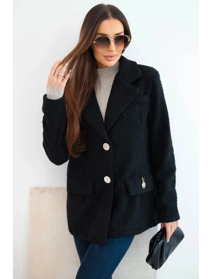 Dámská bunda z měkkého beránka s límcem černá