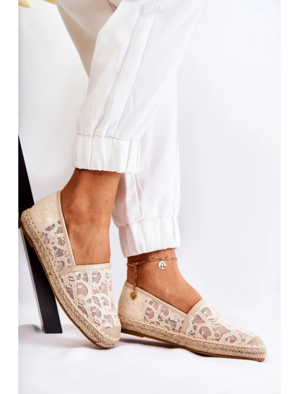Klasické dámské espadrilky prolamované béžové model 21588402 - S.Barski
