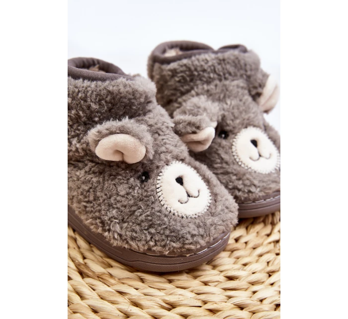 Dětské vyhřívané pantofle se šedým medvídkem Eberra Dětské vyhřívané pantofle se šedým medvídkem Eberra