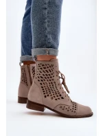 Průsvitné kožené botky Zazoo 2627 Beige