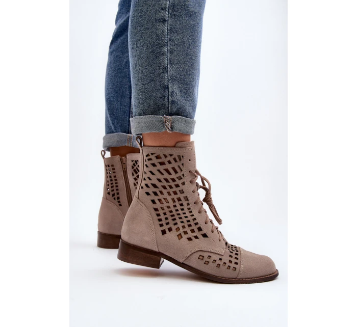 Průsvitné kožené botky Zazoo 2627 Beige