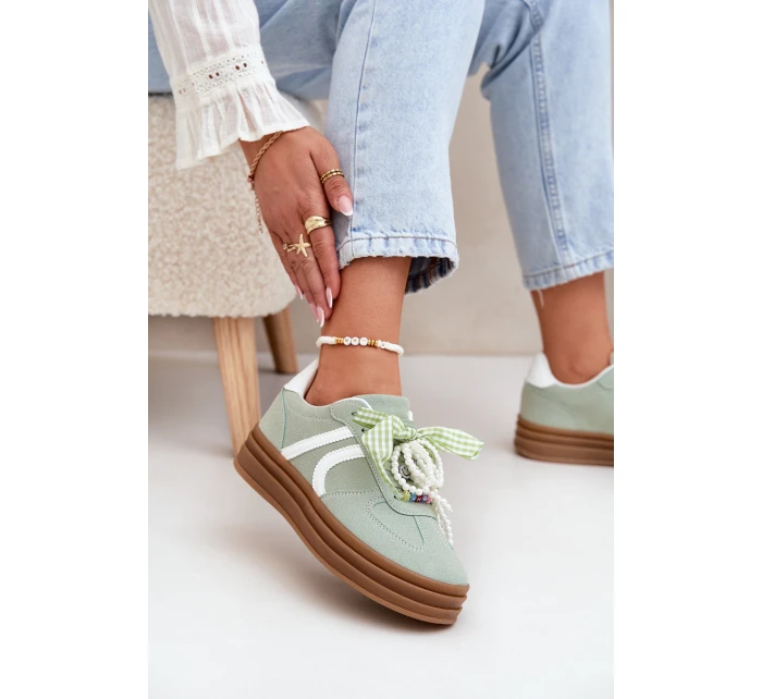 Dámské Tenisky Na Platformě S Ozdobami Zelené model 21688382 - Boto Dámské Tenisky Na Platformě S Ozdobami Zelené model 21688382 - Boto