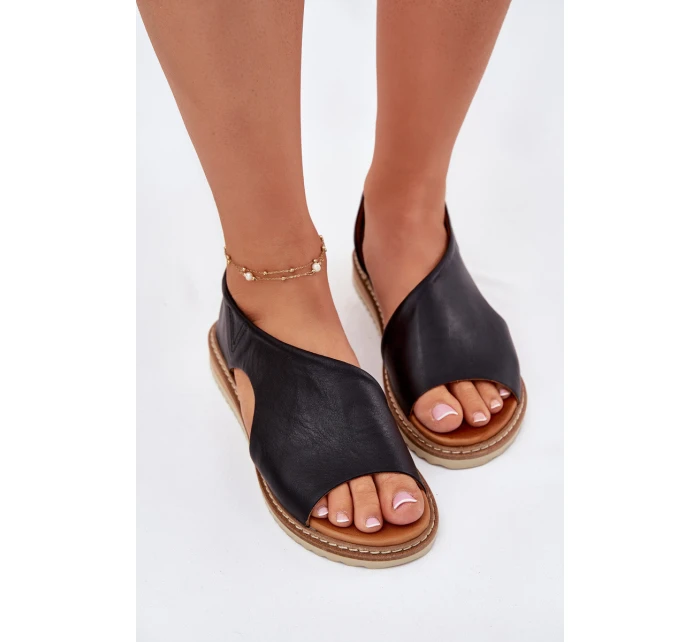Kožené dámské sandály model 21698416 černé - Artiker