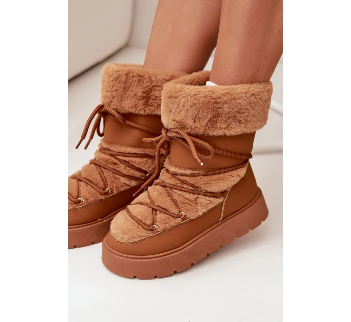 Dámské Sněhule S Kožíškem A Šněrováním Na Platformě Camel model 21705604 - Boto Dámské Sněhule S Kožíškem A Šněrováním Na Platformě Camel model 21705604 - Boto
