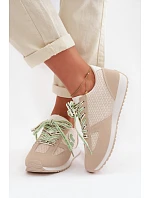 Dámské Tenisky Béžové s Ozdobným Šněrováním model 22039794 - Boto