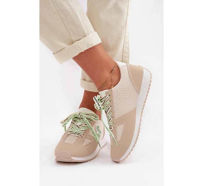 Dámské Tenisky Béžové s Ozdobným Šněrováním model 22039794 - Boto