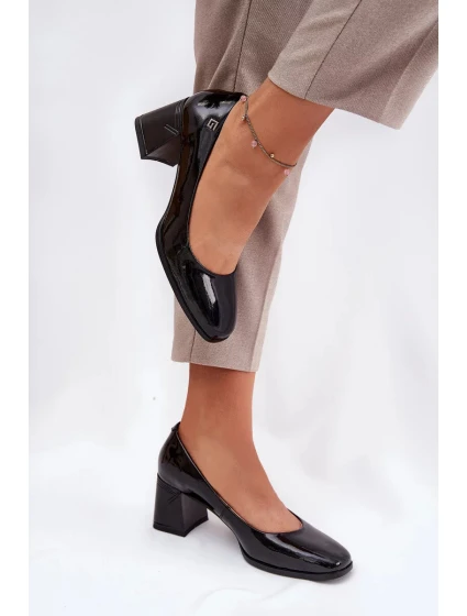 Dámské lodičky na sloupek podpatku 91130 Černá - VINCEZA