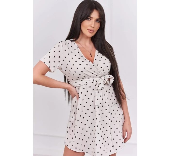 Šaty s puntíky v barvě ecru