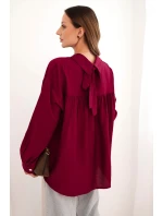 Dámská elegantní košile z viskózy s ozdobnými knoflíky švestková