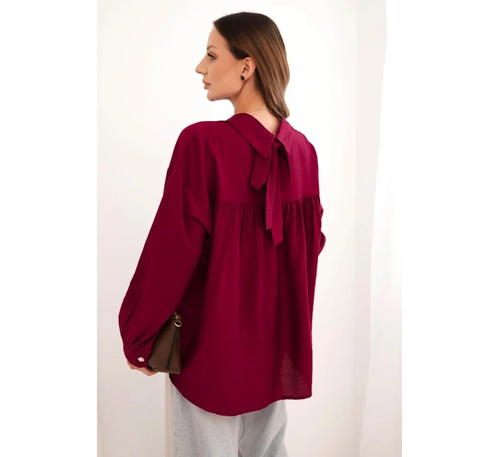 Dámská elegantní košile z viskózy s ozdobnými knoflíky švestková