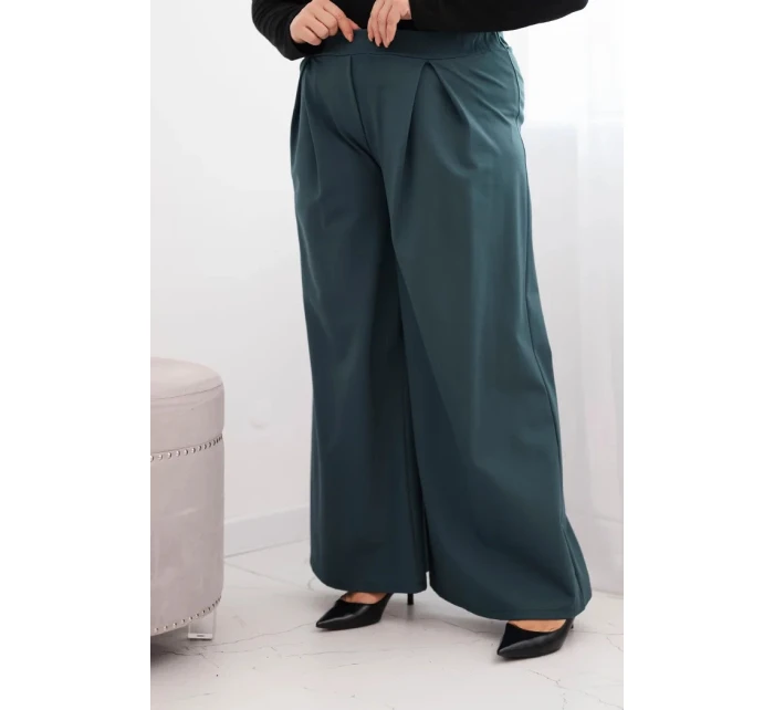 Dámské kalhoty Plus Size se širokými nohavicemi a model 21728705 mořské - K-Fashion