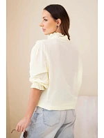 Dámská bavlněná košile s krajkou a zavazováním žlutá