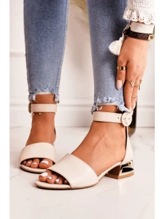 Kožené Sandály Na Zlatých Podpatcích Laura Messi 2143 Béžová