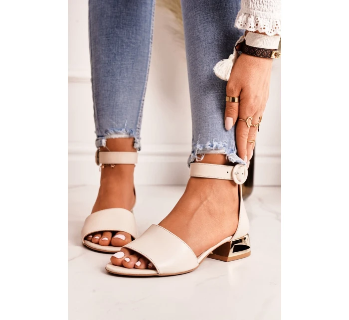 Kožené Sandály Na   Béžová model 21546522 - Laura Messi