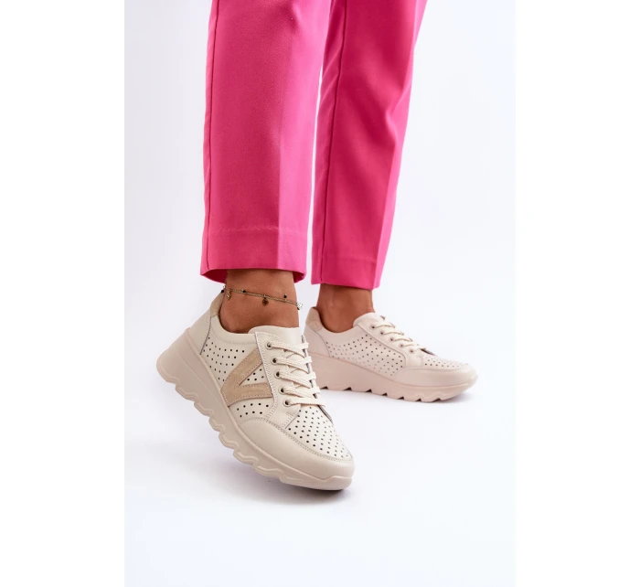 Dámské kožené lehké sportovní boty béžové Eleonori Dámské kožené lehké sportovní boty béžové Eleonori