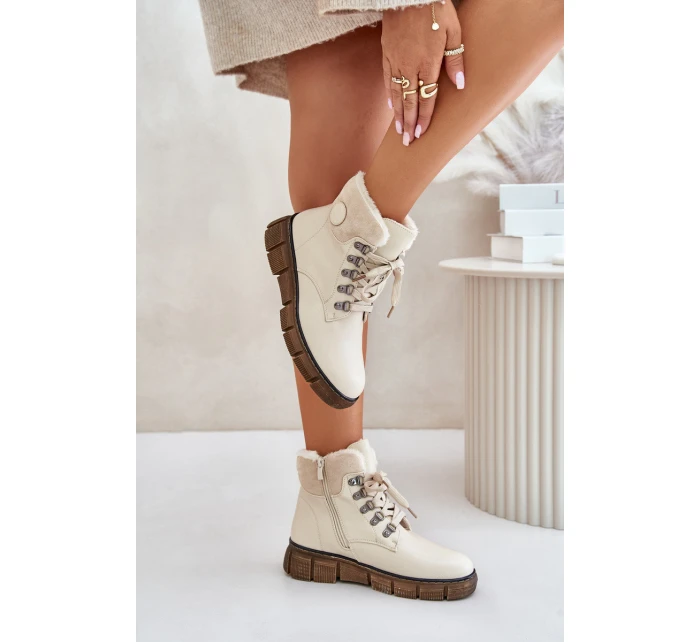 Dámské Zateplené Botky Traperky Na Zip Béžové Mevanisa Dámské Zateplené Botky Traperky Na Zip Béžové Mevanisa