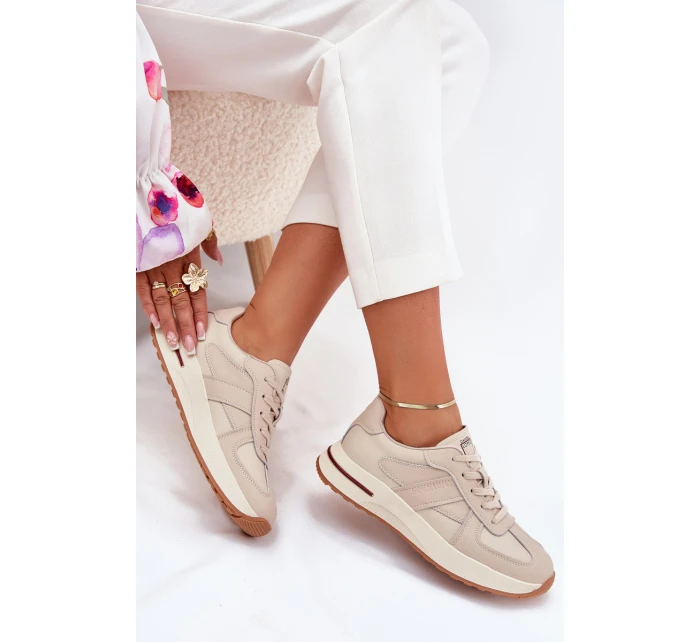 Kožené Dámské Sportovní Boty Sneakers Daniel Lopez Just Dare SS2D4043 Béžové