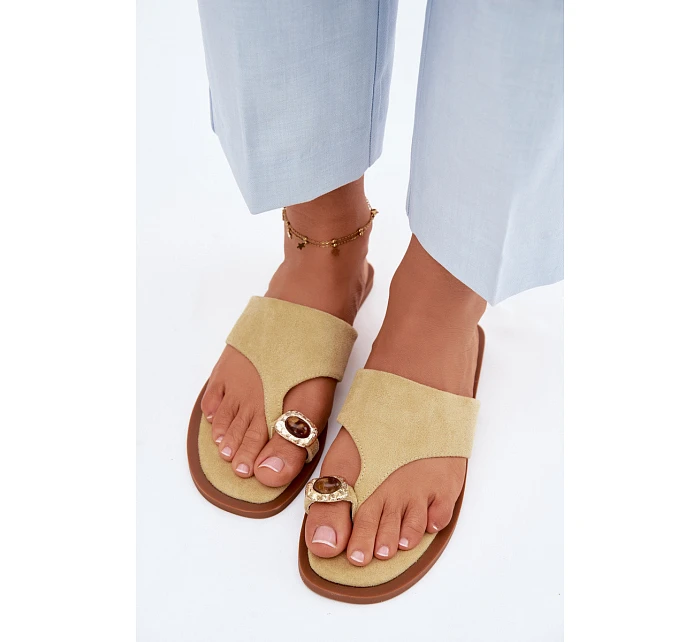 Dámské ploché žabky s ozdobným detailem Žluté Fedira