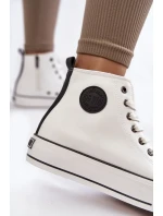 Dámské vysoké zateplené tenisky Big Star KK274170 Bíle Dámské vysoké zateplené tenisky Big Star KK274170 Bíle