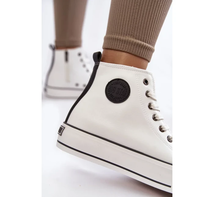 Dámské vysoké zateplené tenisky Big Star KK274170 Bíle Dámské vysoké zateplené tenisky Big Star KK274170 Bíle