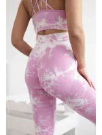 Fitness set model 20129769 legíny push up světle růžová + ecru - K-Fashion Fitness set model 20129769 legíny push up světle růžová + ecru - K-Fashion