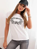 Dámská bavlněná halenka s ozdobným potiskem ESL bílá