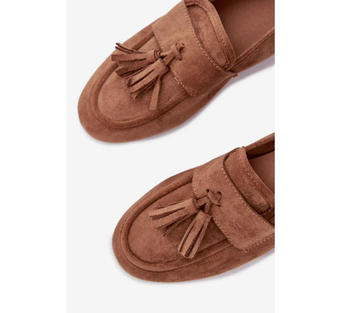 Dámské mokasíny ploché s třásněmi hnědé model 21919041 - Boto Dámské mokasíny ploché s třásněmi hnědé model 21919041 - Boto