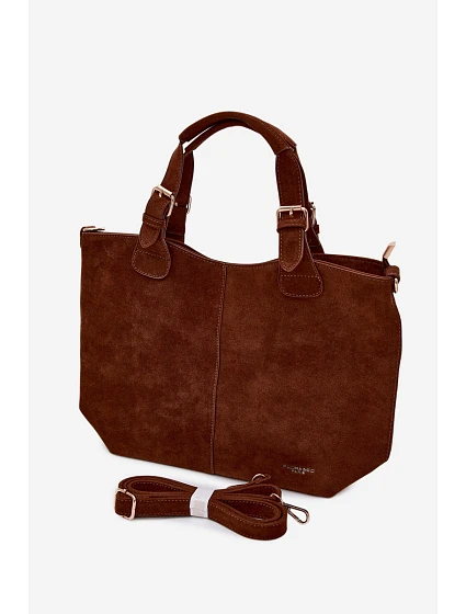 Kožená kabelka z imitace semiše Camel model 22111652 - Flora&Co Kožená kabelka z imitace semiše Camel model 22111652 - Flora&Co