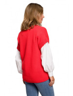 model 18003647 Pletená vesta s výstřihem do V červená - BeWear