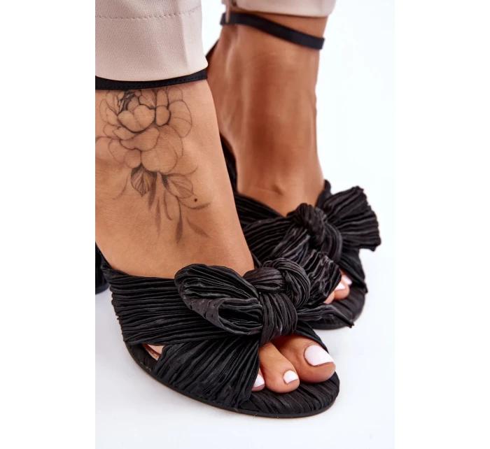 Módní Sandály S Mašlí Na Podpatcích Černe Callum Módní Sandály S Mašlí Na Podpatcích Černe Callum