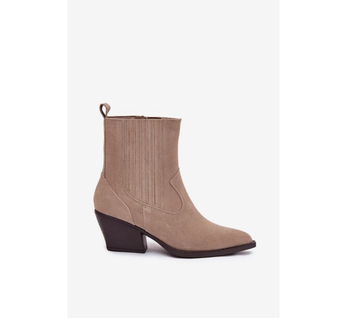 Dámské kotníkové boty na podpatku Béžová  Shoes model 21874682 - IDEAL SHOES