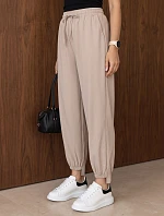 Dámské jogger kalhoty s gumou v pase, béžové, FashionStreet UY3154